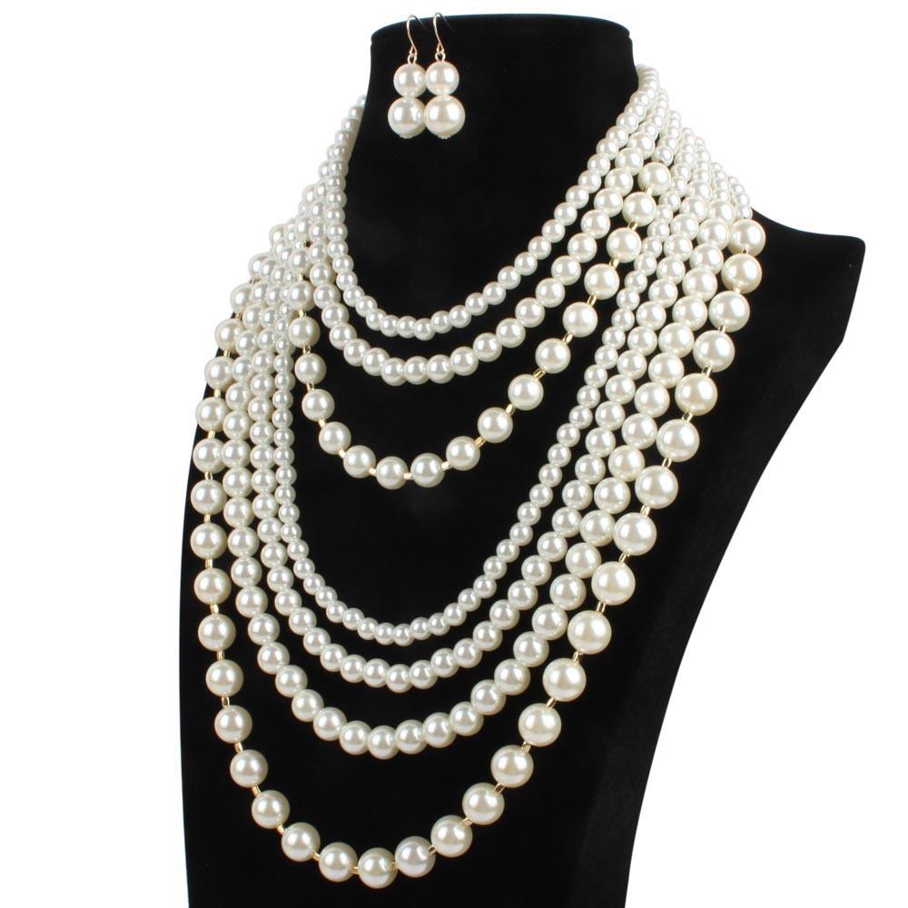 European and American Fashion Pearl Beaded Necklace, Multi-layer Sweater Chain Jewelry