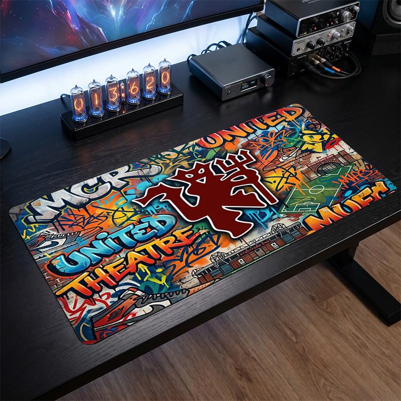 Tappetino Mouse Grande Stampato Manchester United, Tappetino da Scrivania Morbido in Gomma Antiscivolo per Gaming, Decorazione per Ufficio, Laptop, Computer
