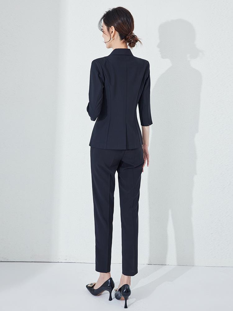 Women's Summer Three-Quarter Sleeve Professional Suit Set for Interviews and Hotel Front Desk Managers