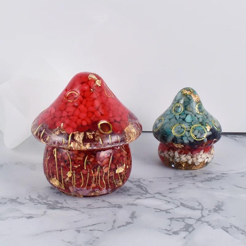 1 Set Mushroom Storage Box Silicone Mold, for Resin Casting & DIY Crafts, Epoxy Aromatherapy Gypsum Gift Making Mold