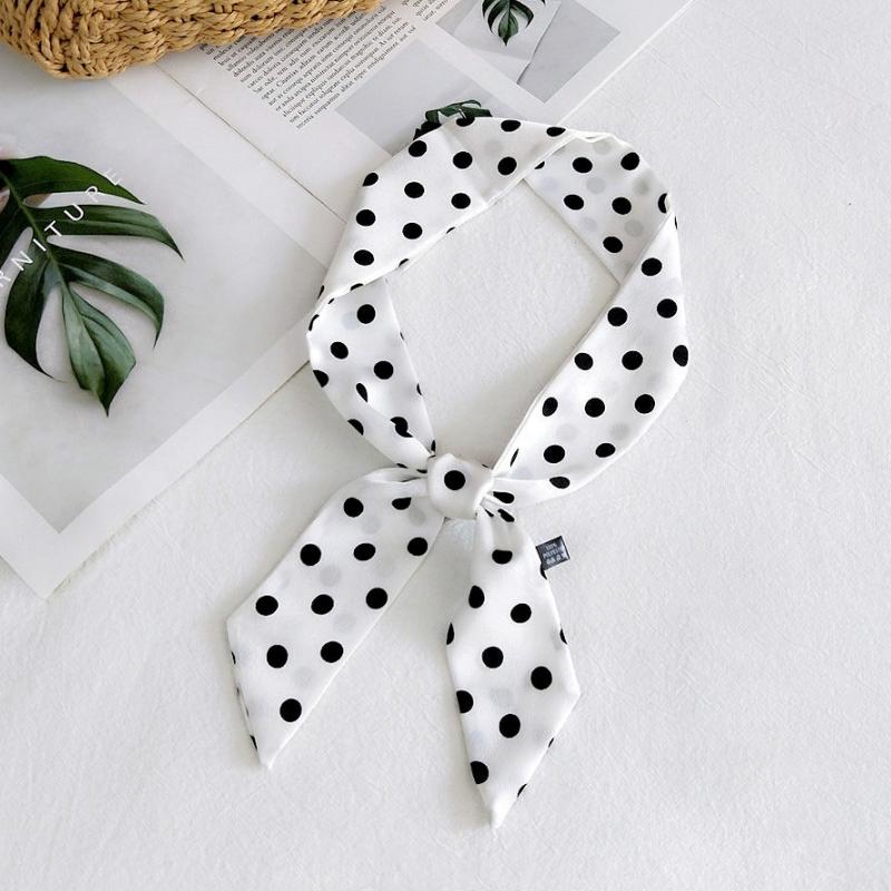 Fashion Dot Ribbon Silk Scarf Women Thin Neck Scarves Lady Small Shawls Narrow Female Neckerchief Dress Accessories