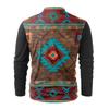Men's Fashion Casual Printed Long Sleeve Bandage Retro Shirt Top Blouse