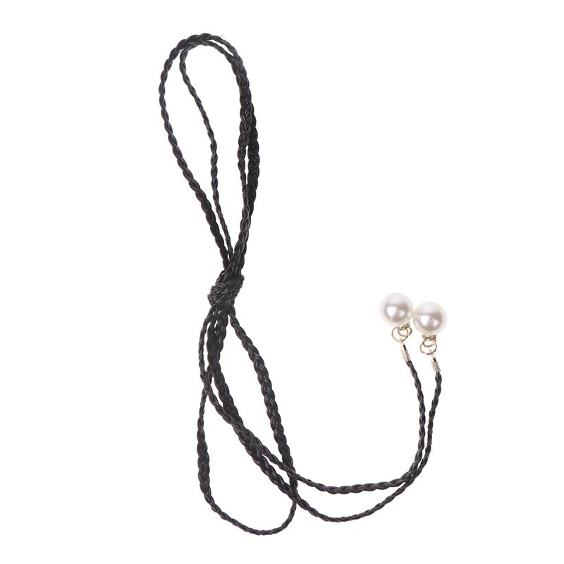 Retro Pu Braided Pearl Belt Waist Chain Versatile Women Leather Rope Waistband Waist Rope Jeans Dresses Clothing Accessories
