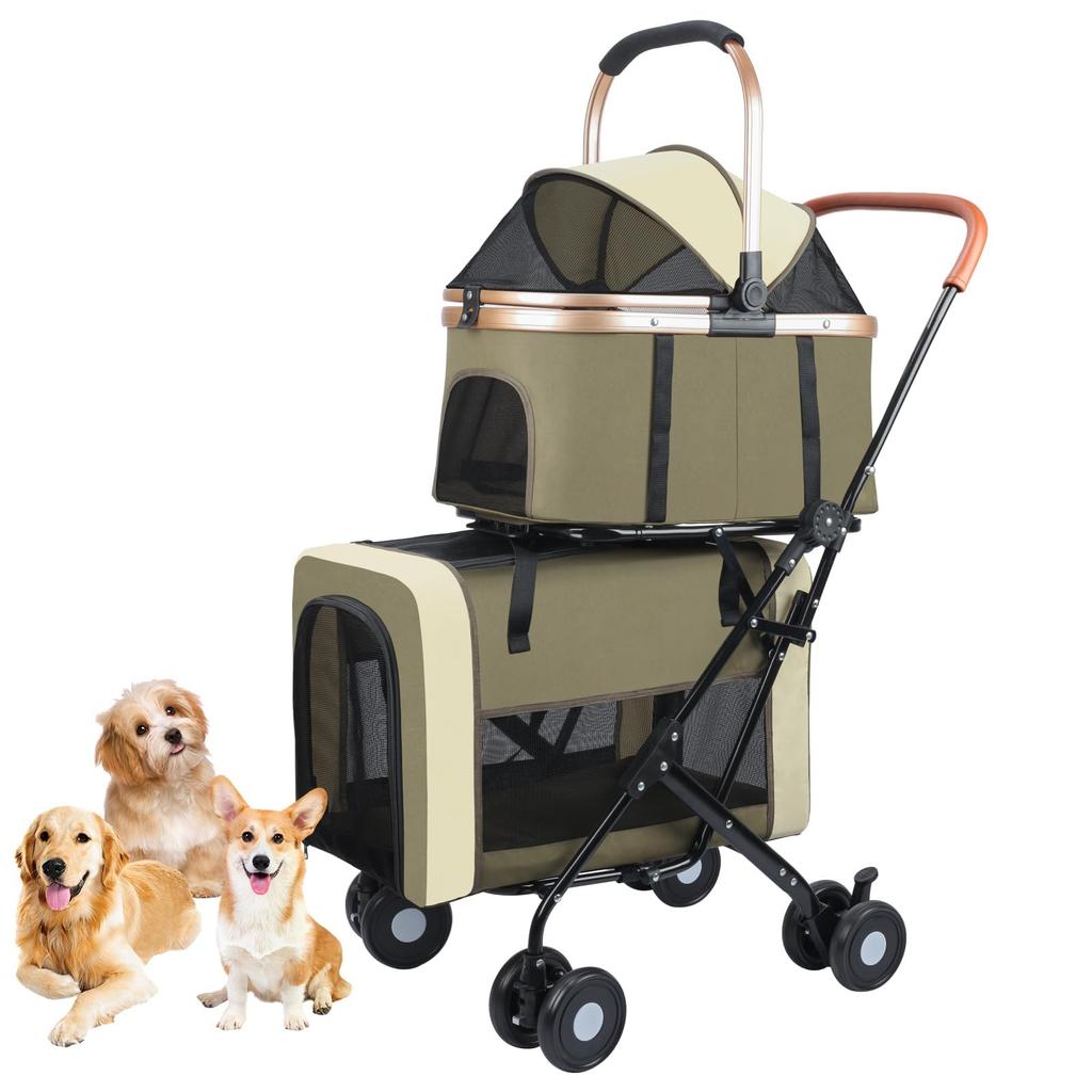 JZOOOZ Separate Pet Design with 4 Rotating Front and Rear Wheel Easy to and Detachable for Compact Convenient for and Nursing Cart, Multi-Pet Cart,