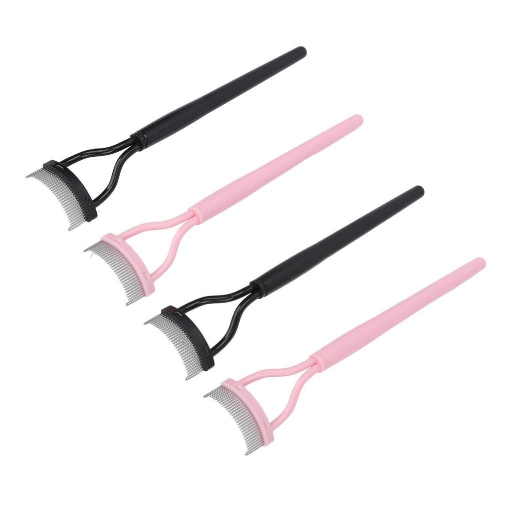 Séparateur de cils Dents en acier inoxydable Portable Pinceau cosmétique Définisseur de cils Mascara avec couvercle peigne 4 pièces