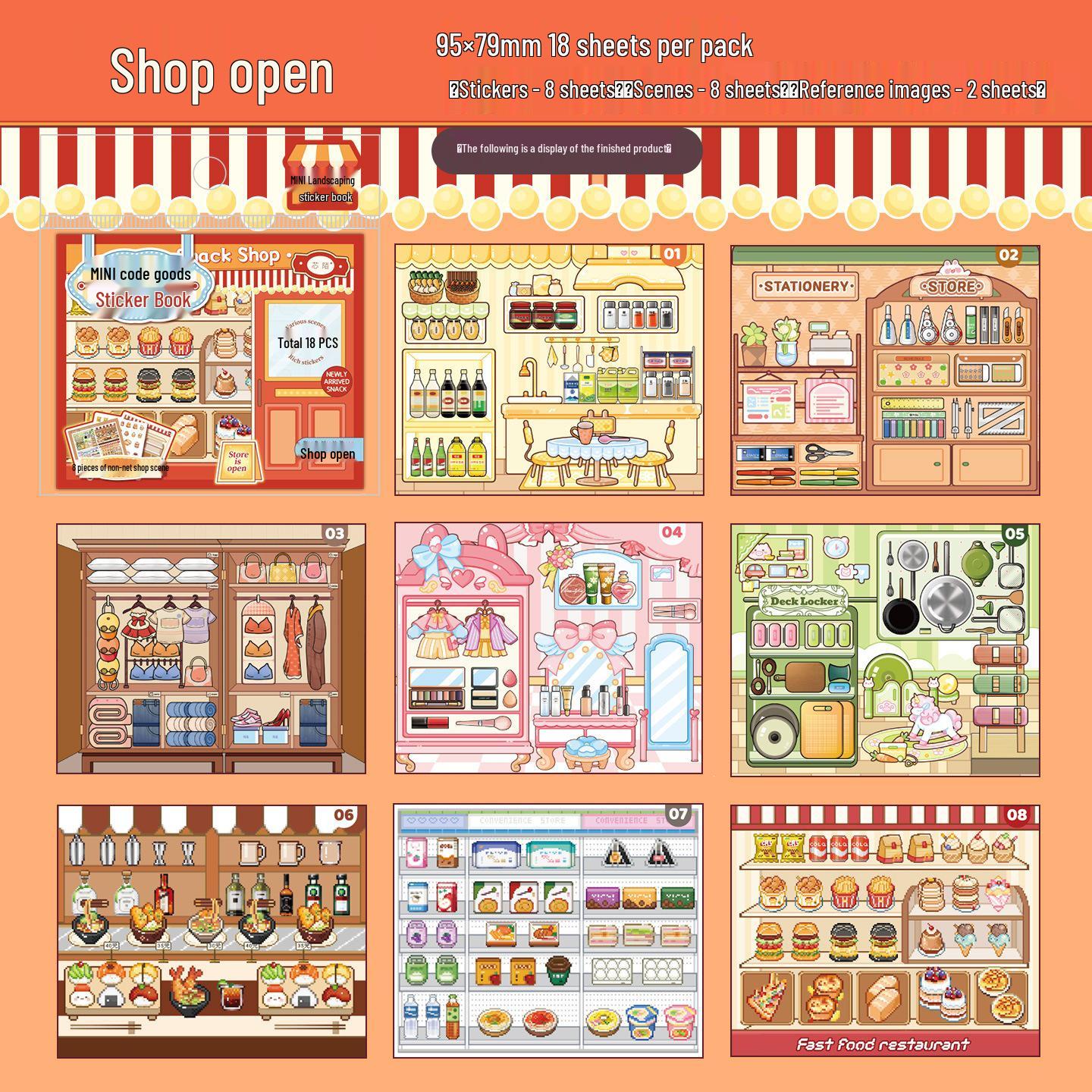 Xin Mo Mini Scene Sticker Book: Old-Fashioned Miniature Sticker Collection for DIY Journals