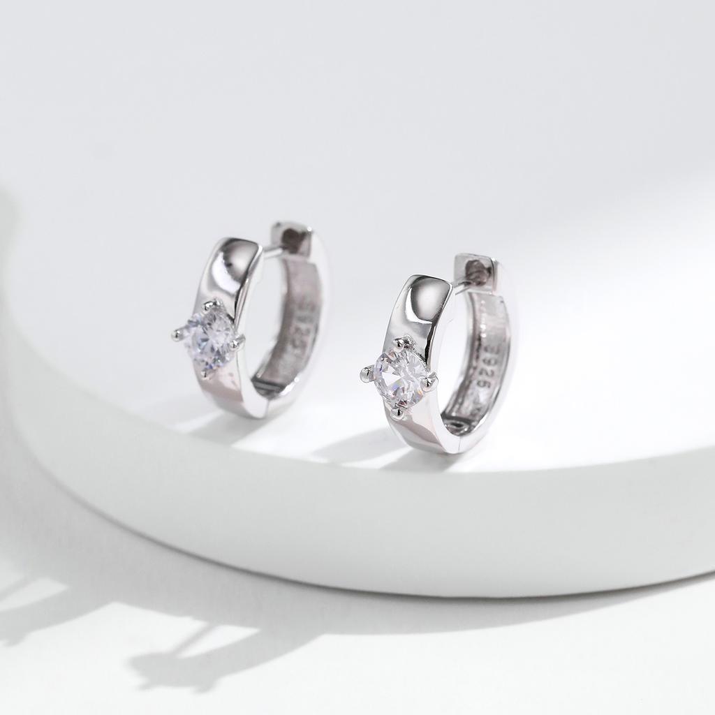Round Moissanite Ear Buckles Lab Diamond 925 Sterling Silver Engagement & Wedding Hoop Earrings for Women Fine Jewelry Gifts