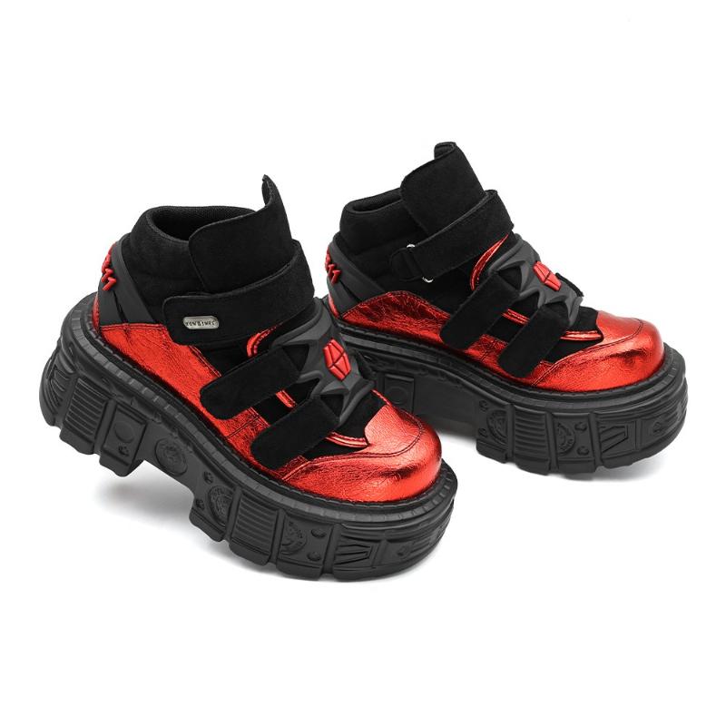 Gothic kotníkové boty 2025 Nový punkový styl Dámské boty Šněrovací Výška podpatku 6CM Platformové boty Dámské Kovová dekorace Dámské tenisky