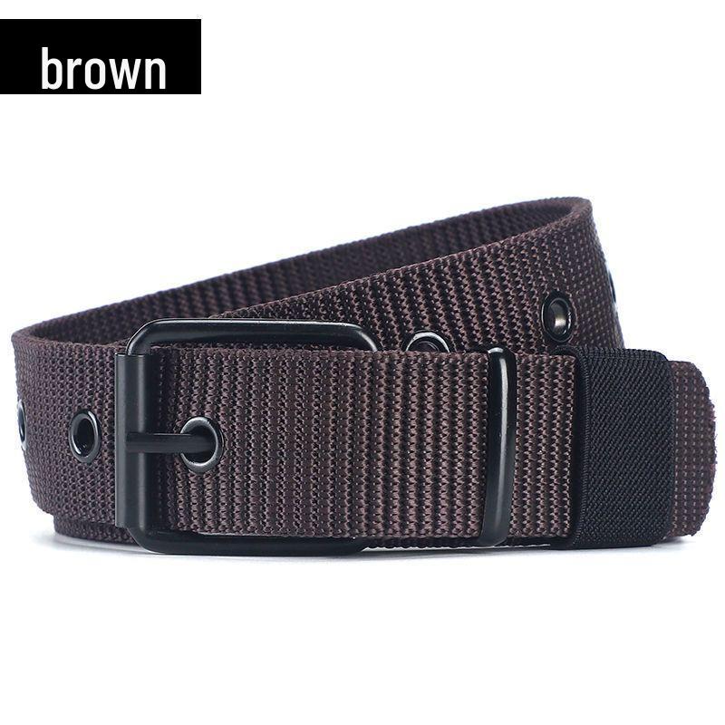 Men's Thickened Canvas Belt with Pin Buckle and Multiple Holes - Ideal for Denim, Youth, and Students