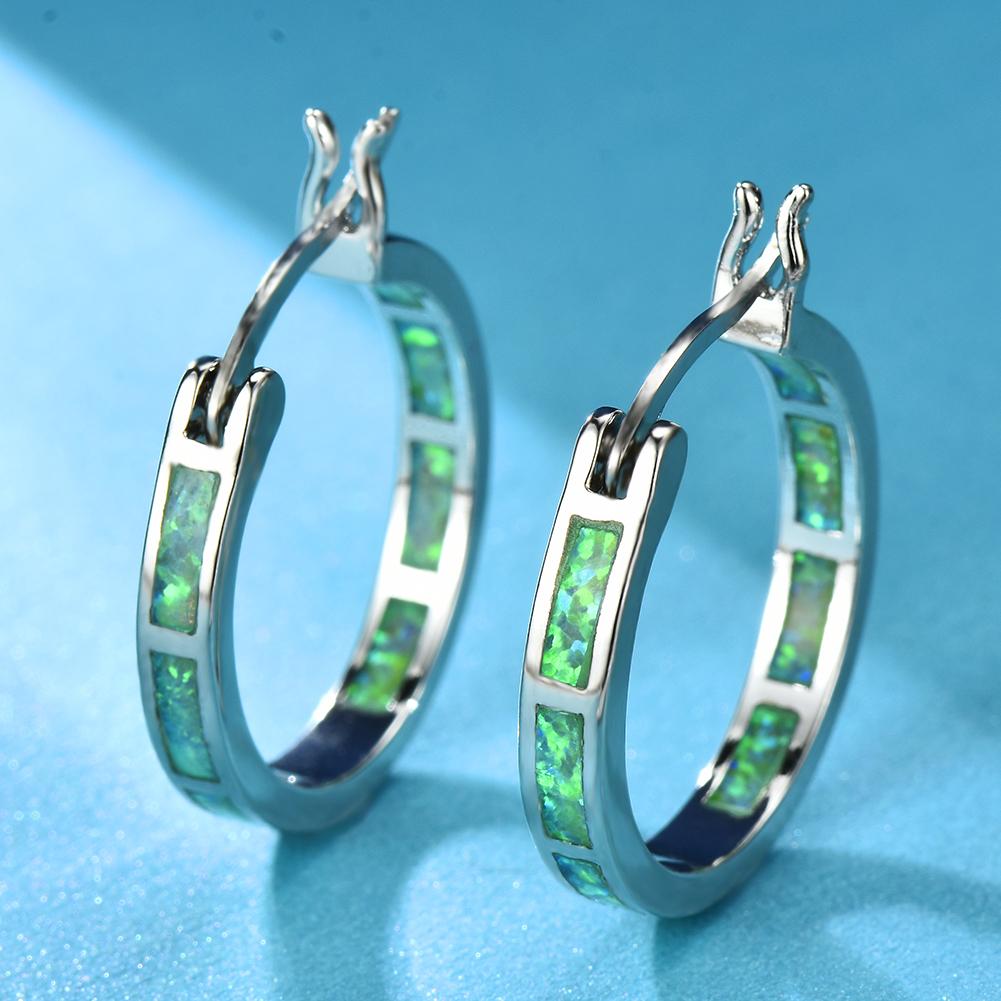 Orecchini a Cerchio Cerchio Rotondo con Pietre Multicolori Opale Bianco Blu Per Donna Vintage Oro Argento Colore Gioielli da Matrimonio Regali di Fidanzamento