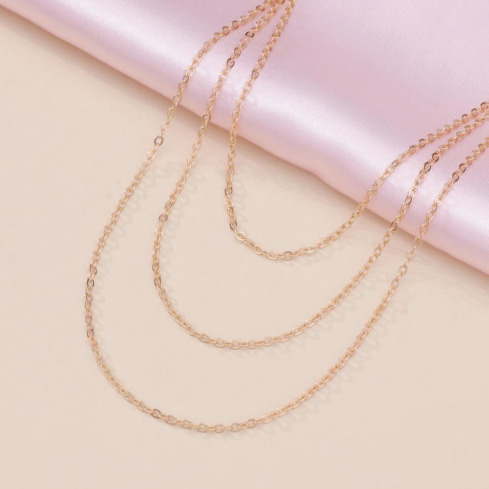 Personalized Trend Long Necklace Female Pearl Multi-layer Stacked Metal Necklace Simple Sweater Chain