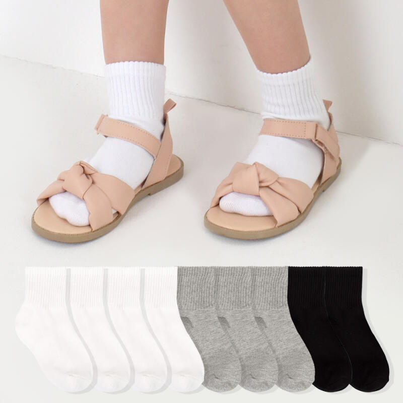 10-Pair Set of Basic Mid-Calf Socks for Kids