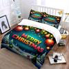 Christmas Tree and Ornaments Pattern Bedding Set (1 Duvet Cover, 2 Pillowcases, Duvet Not Included)