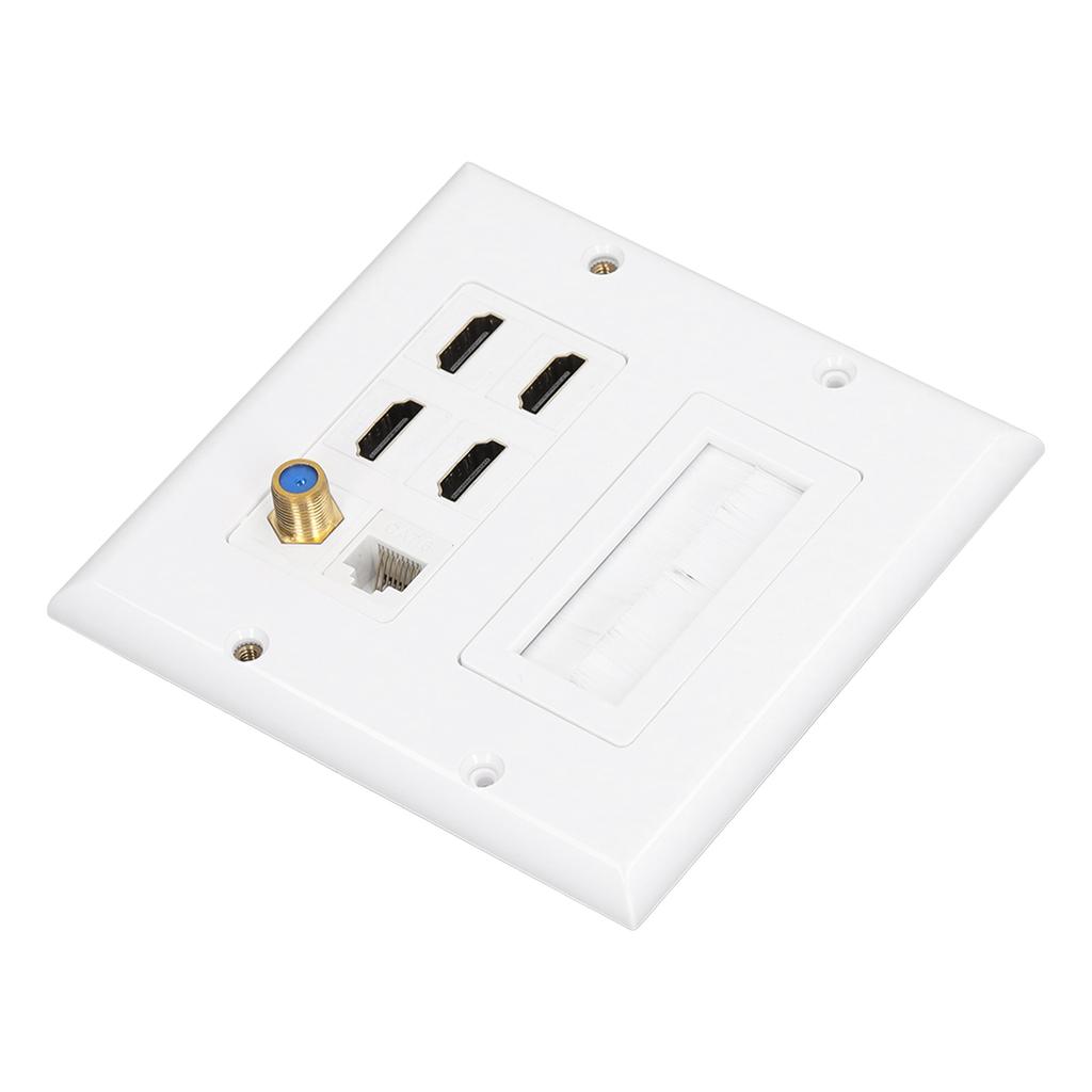 6 Port Wall Plate 4 HD Multimedia Interface 1 Cat 6 Coaxial 1 TV F Head Jack Outlet Mount Faceplate