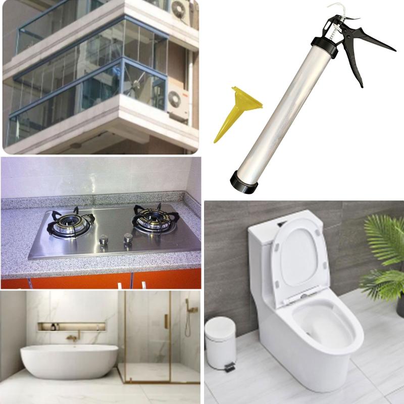 Professional Caulking Gun Full Metal Structure ABS Gun 400-600ML StrongThrust Ratio Hand Caulking Guns for Tubular Glue