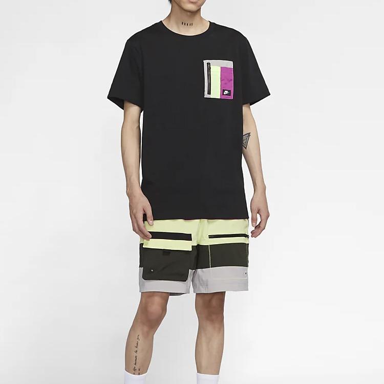 Nike Sportswear Zip Pocket Design Short Sleeve T-Shirt Men Tops Black CZ8671-010