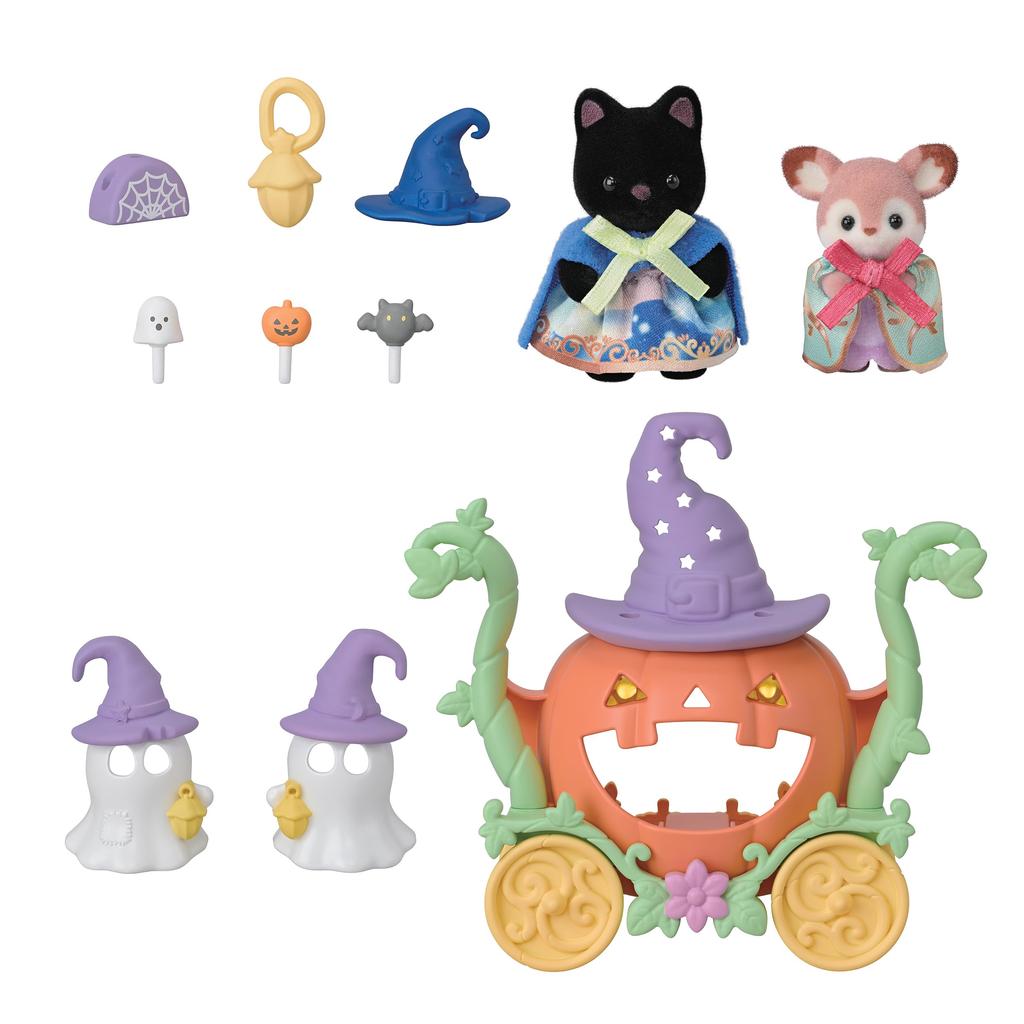 Sylvanian Families Seasonal Ghost and Pumpkin Carriage ST Mark Certified Toy Dollhouse for Ages 3 and Sylvanian Epoch [Halloween Set] SE-216 Up,