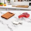Mini Steak And Knife Set 3Pcs/Set Cutting Board, Tiny Wooden Realistic Miniature Food Display for Doll Mansion Kitchen Butcher Board