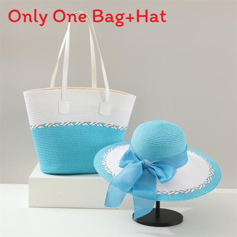 

Packable Straw Sun Hat With Butterfly Knot And Striped Design For Outdoor Activities синий