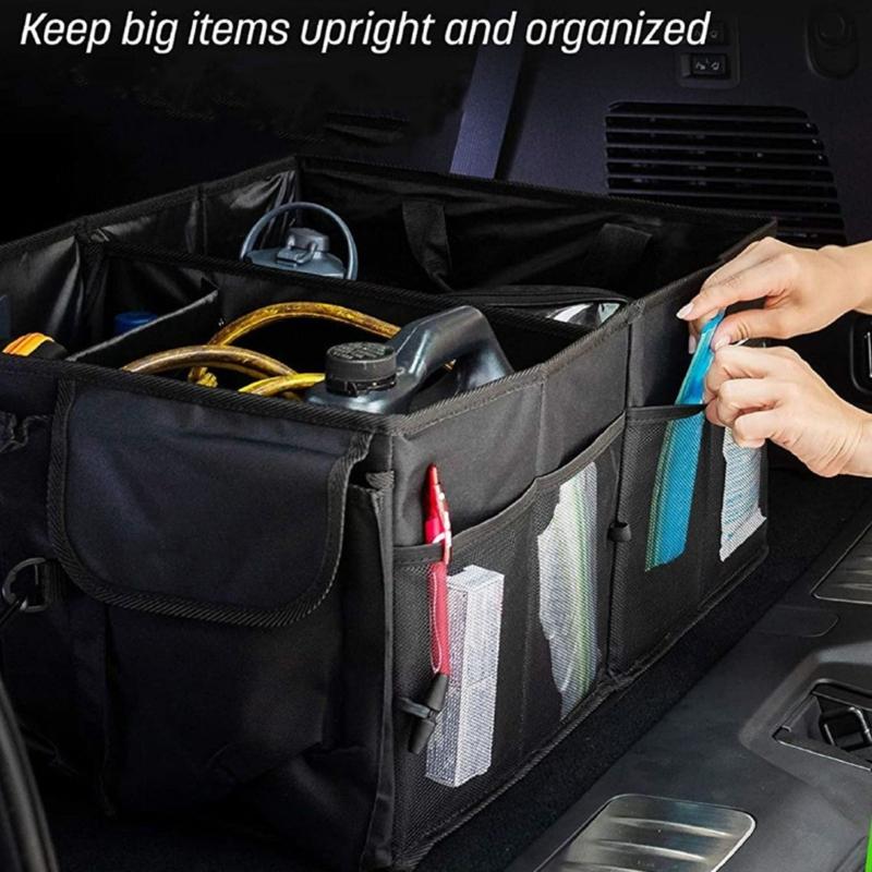 Large Capacity 68L Multiple Compartment Car Storage Box Foldable Design For SUV Sedan Truck Vehicle Organization Travel