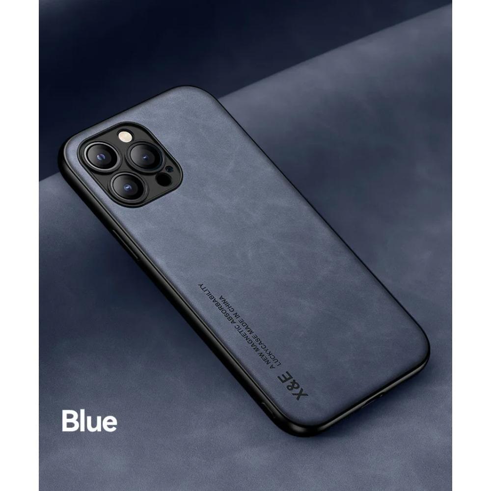 Eingebaute magnetische Autohülle für iPhone 15 Pro Max 14 Plus 13 12 Mini 11 Schutzhülle Halter Schutz Telefon Texturiert Business Vollschutz