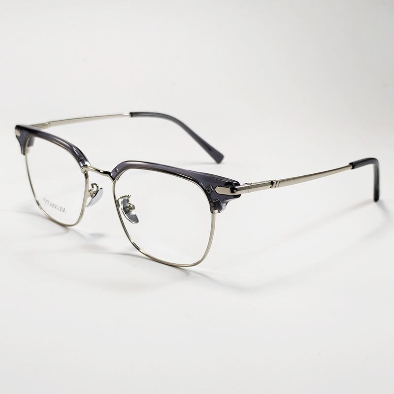 Ретро титановые очки для близорукости с оправой на брови - Мужские, полуободковые, с защитой от синего света, прозрачные линзы, готовы для установки линз по рецепту.