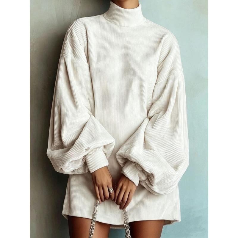 Women S Loose Long Sleeve Lantern Sleeve A Line Dress