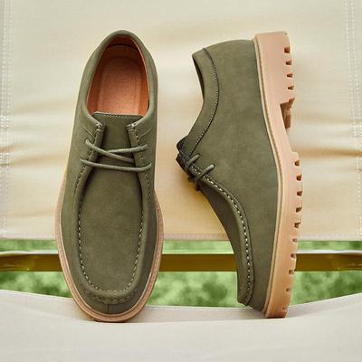 Men's Retro Lace-Up Leather Derby Shoes for Casual and Outdoor Activities