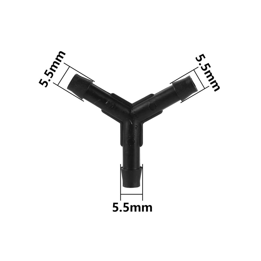 20 Stück DN16mm 4/7mm Y-förmiger T-Verbinder Gleichmäßiger Dornkupplungs-Schwarz Garten Mikro-Bewässerung 3-Wege Wasserverteiler Rohrverschraubungen