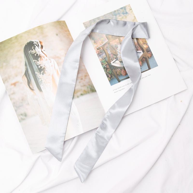 Neuer langer Taschenschal Damen Haarband Damen Accessoires Einfarbige schmale Schals Stirnband Satinband Krawatte Dekorative Taschenschals