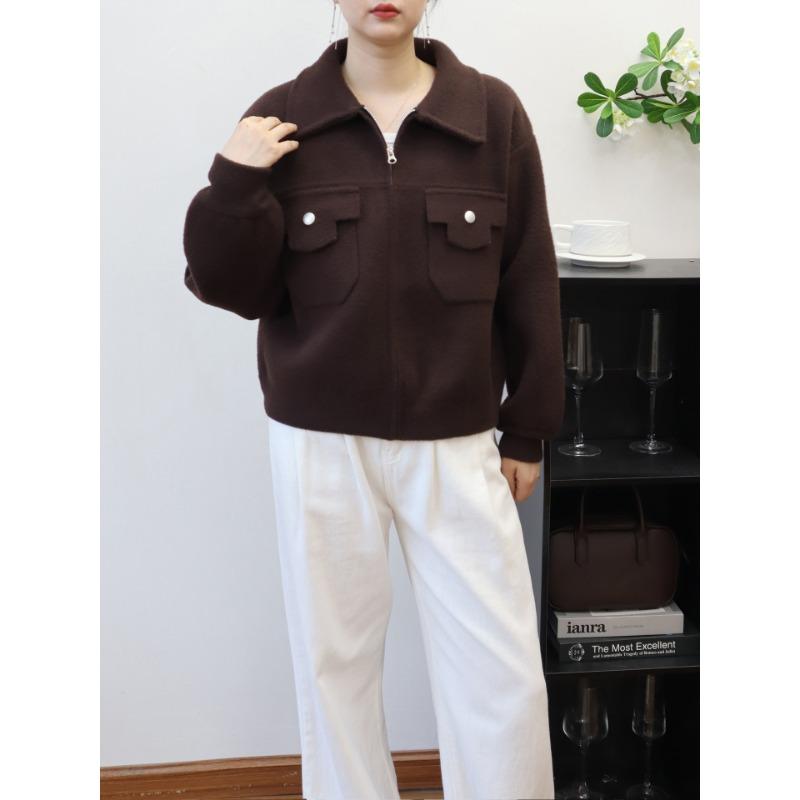 

Трикотажный двусторонний кардиган на молнии, новый осенне-зимний свитер-жакет свободного кроя и тонкий, женский One size