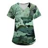 Women's Fashion Easter Printed Short Sleeve V-Neck Top Small Pocket Work T-Shirt