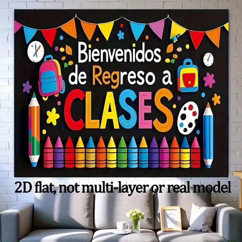 Bienvenidos De Regreso A Clases Backdrop, Spanish Back to School Banner
