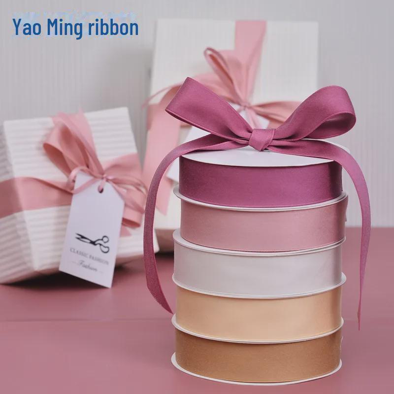 Double-Sided Matte Polyester-Cotton Ribbon, 2.5cm Wide, for Bow and Gift Packaging, Thickened Matte Finish.