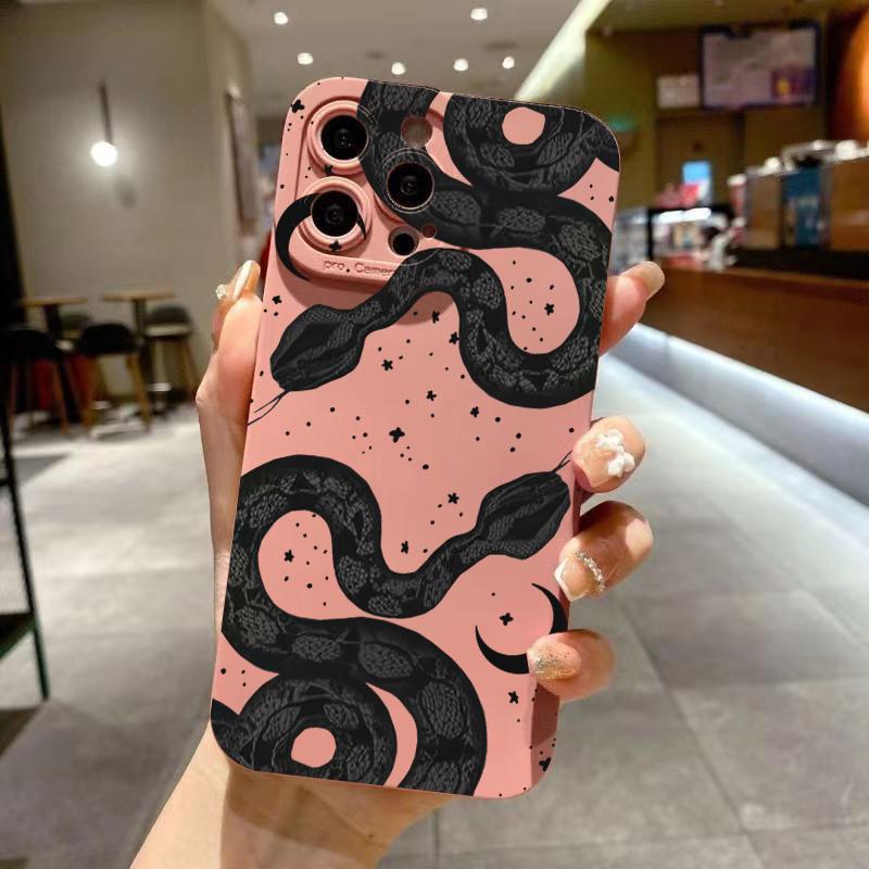 Cute Doodle Funny Snake Phone Case for iPhone 17 16E 11 12 13 14 15 16 17 Air Pro Max XS XR X 8 7 Plus SE2 Plus Matte Soft Cover