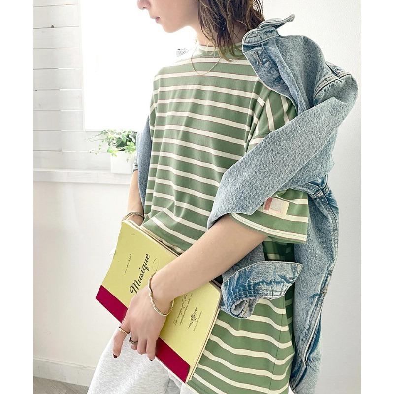 DIMANAF 2025 Summer Plus Size Women T-Shirts Stripe Elegant Short Sleeve Tops Tees Loose Cotton Shirt