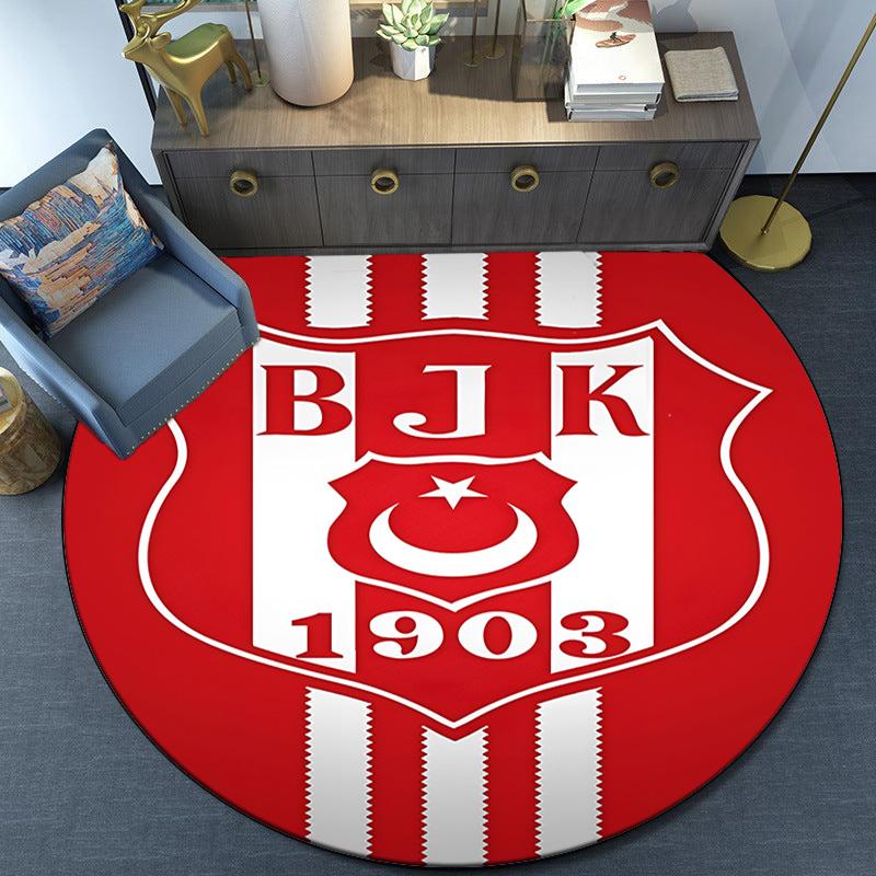 Beşiktaş Istanbul Football Club Round Rug for Livingroom,Bedroom, Palyroom, Chair Rug, Area Rug, Circle Carpet, Fan Christmas Gift