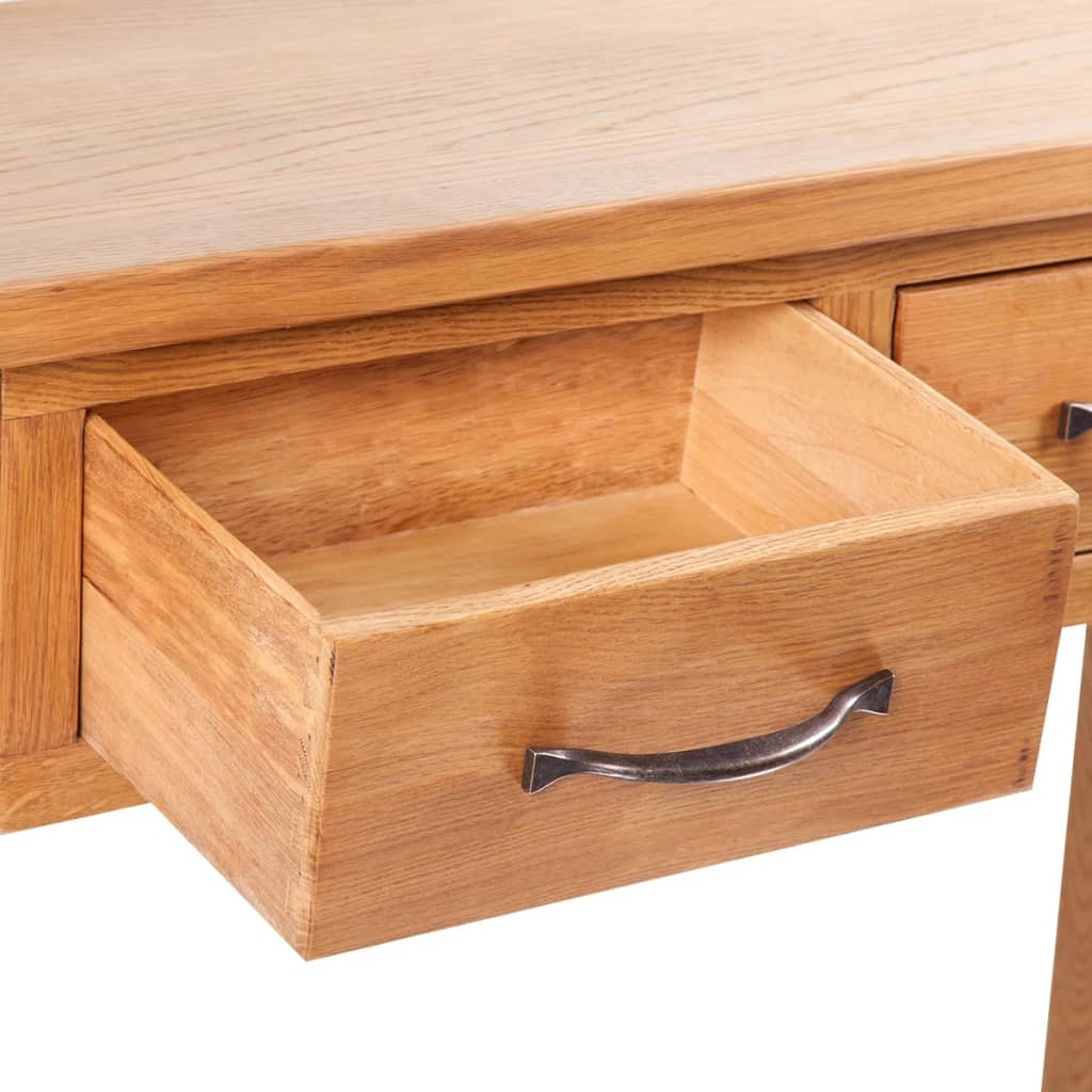 Console Table with 2 Drawers 83 X 30 X 73 Cm Solid Oak Wood
