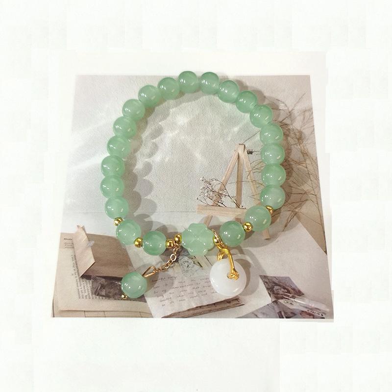 New Women's Mori Style Butterfly Glass Bracelet with Colorful Crackle Beads
