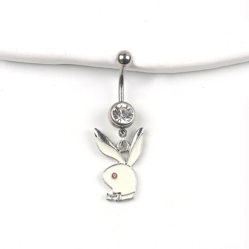 Kaninchen Bauchnabel Ring Edelstahl Cartoon Tier Bauchnabel Schnalle Piercing Körperschmuck