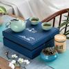 Chinese Celadon Ceramic Tea Set with Incense Burner