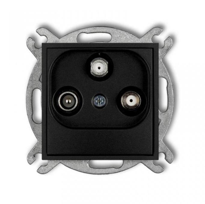 Mini Antenna Socket 2 Outputs Sat + Tv Matte Black 12Mgsn