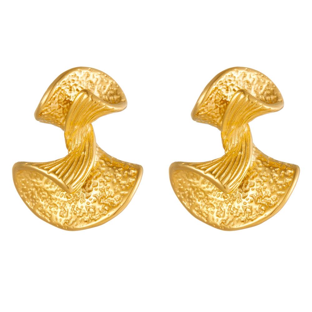 18K Gold Plated Stainless Steel Irregular Knot Texture Earrings