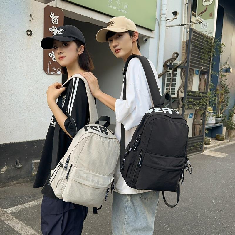 Schoolbag Japanese Lazy Wind Large Capacity School Bag Casual Versatile Fashion Backpack Wide Shoulder Strap Lightweight College Style Backpack Women