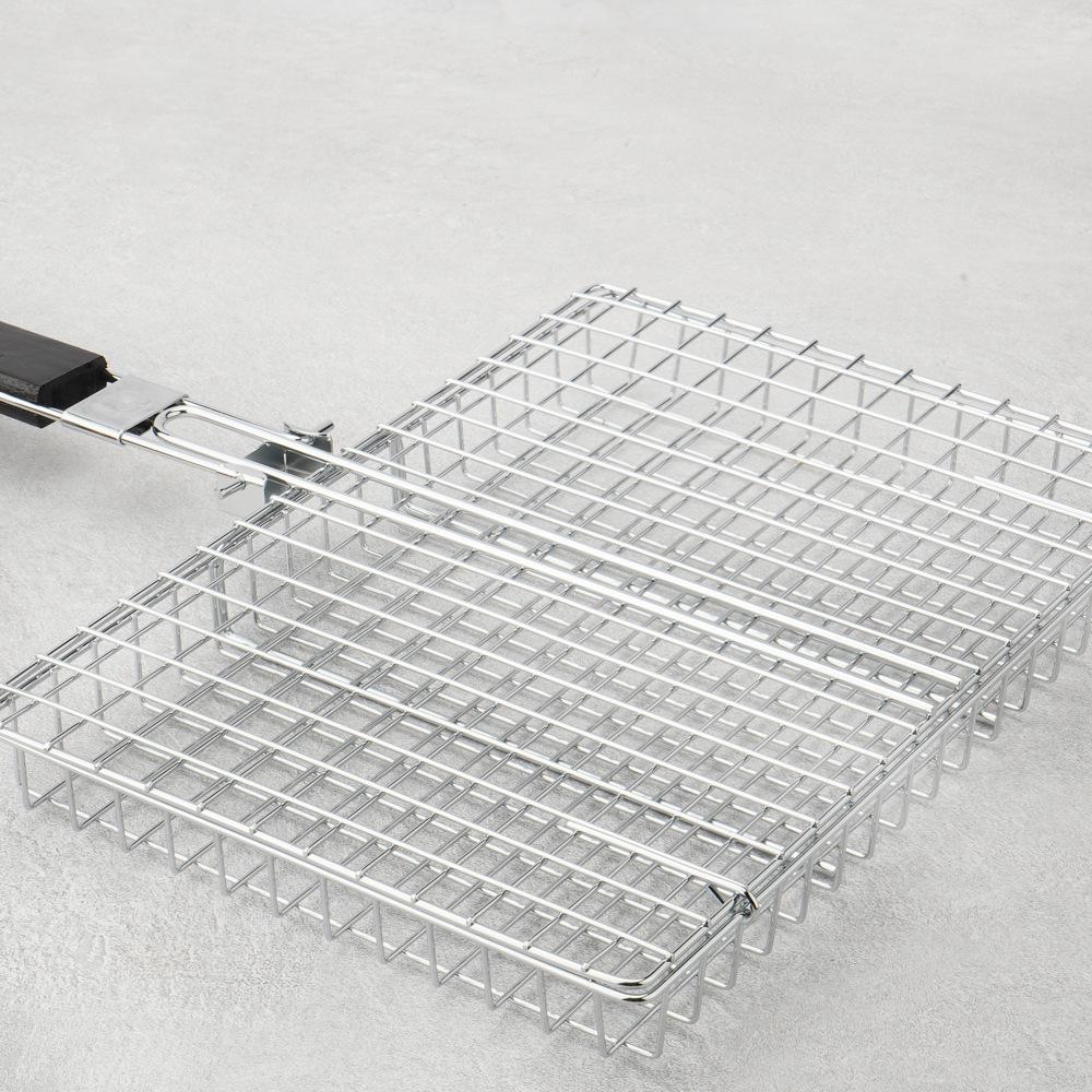 Portable Stainless Steel Folding Grill Basket BBQ Grill Basket With Handle for Fish Vegetables Shrimp Cook Accessories Outdoor