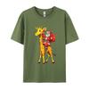 Weihnachtsmann reitet auf Giraffe Weihnachtsgiraffe T-Shirt Druck T-Shirts für Unisex Baumwoll-T-Shirts Cremefarbenes T-Shirt
