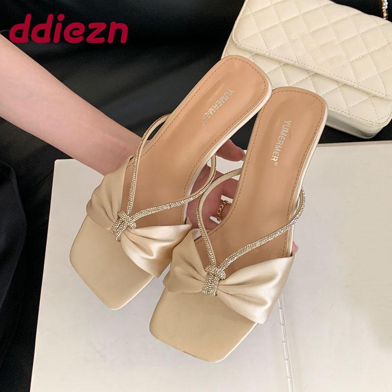 Fashion New Footwear Luxury Rhinestones Women Wedges Slippers Shoes Fashion Wedges Ladies Heeled Slippers Shoes Female Slides Sandals