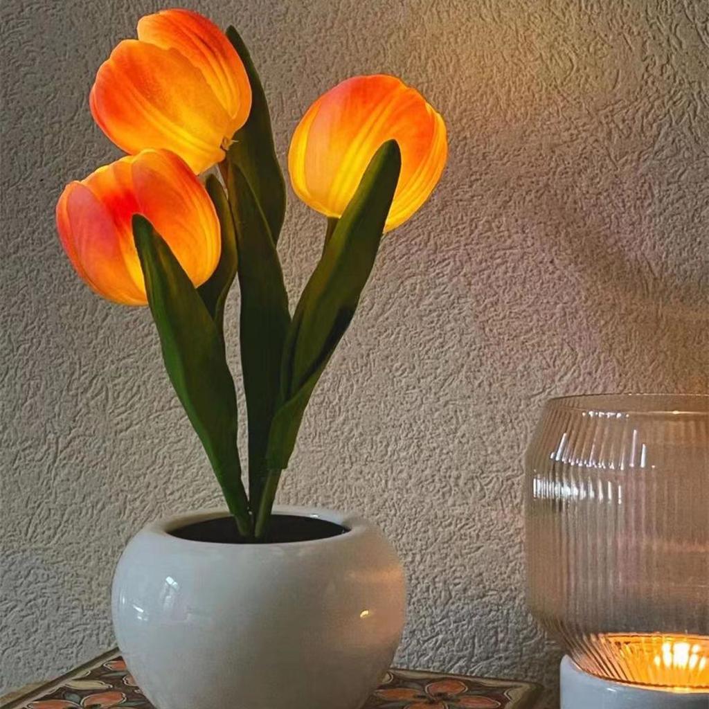 LED Tulip Night Light: Simulation Bouquet Lamp for Bedroom Decor