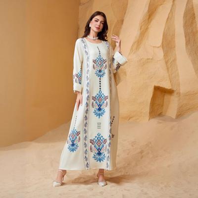 Middle East Muslim Women's Printed Robe Abaya Dress