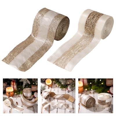 Multiple Purpose Burlap And Metal Wire Decoration Ribbon For Holiday Event Including Weddings And Birthdays